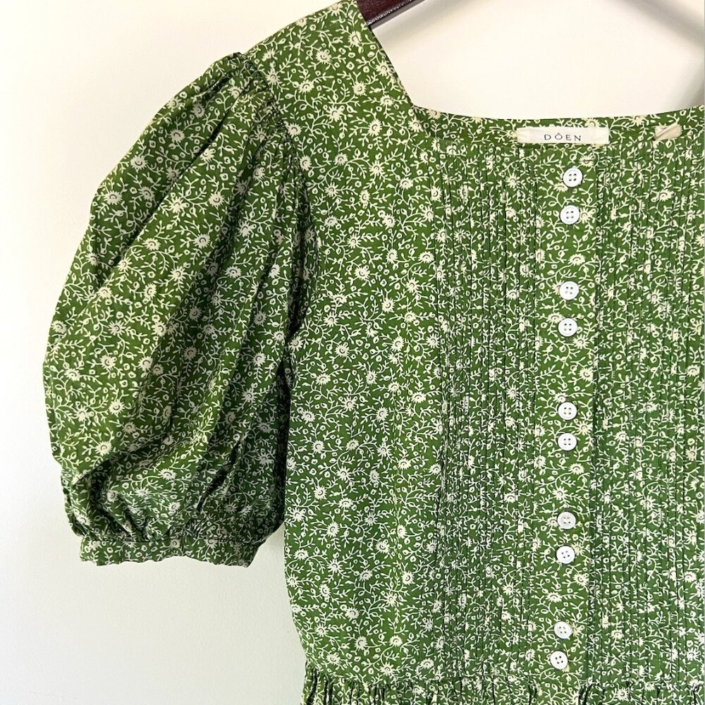 Doen Asheville Dress - Green Cottage Daisy Floral (Size XS)